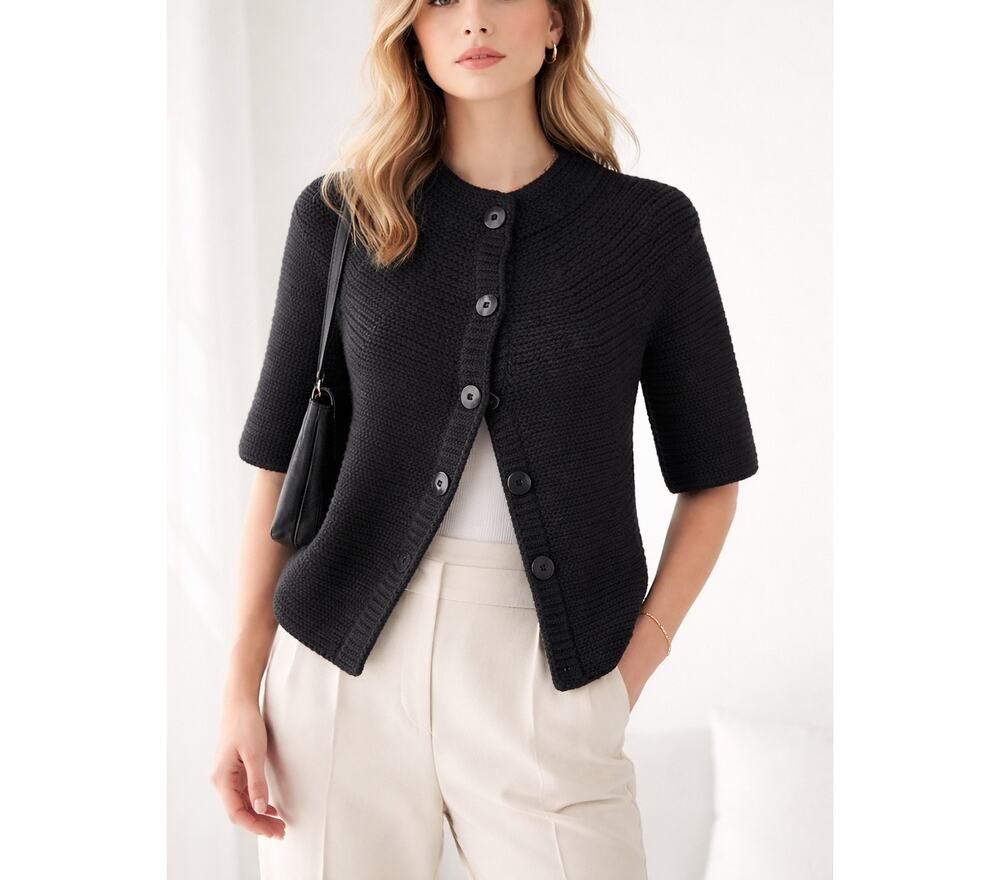 Vince Cardigan Wool Sweater Womens Small Black Knit Minimalist Quiet Luxury